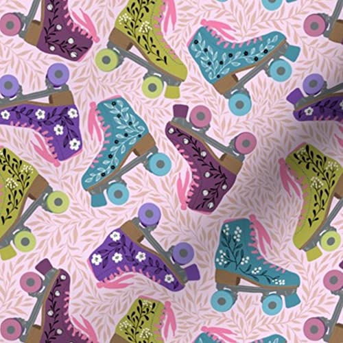 Retro Roller Skating Rink Printed Minky Fabric by The Yard - Soft Plush Material for Sewing Baby Blankets, Quilt Backing & DIY Crafts - Perfect for Nursery Decor, Gift Making & Home Projects