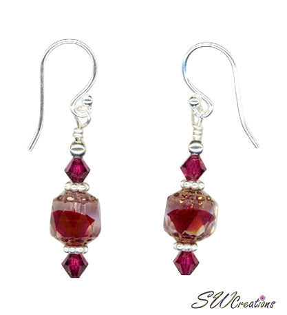 Satin Rubies Crystal Beaded Earrings for Women - Elegant Dangle Jewelry for Party, Wedding & Evening Events | Handmade Sparkling Accessories