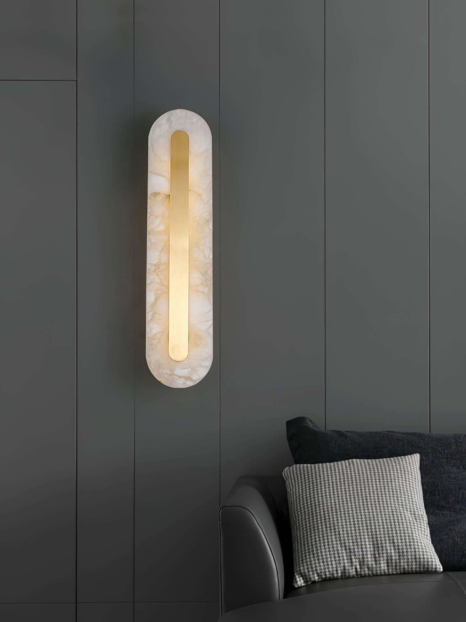 Modern Alabaster Rounded Wall Light Fixture - Elegant Indoor Sconce for Living Room, Bedroom & Hallway Lighting