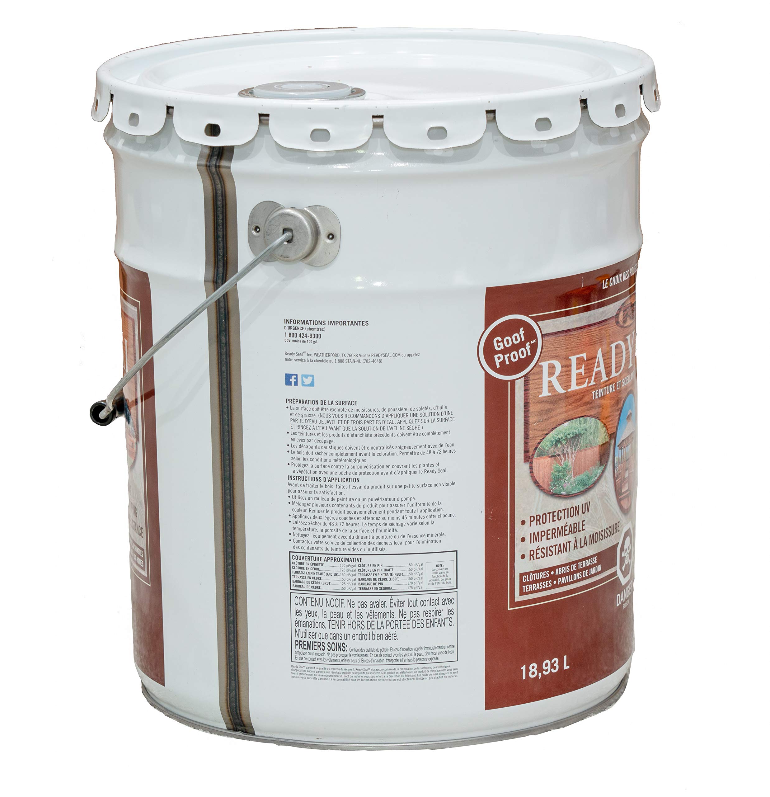 Ready Seal 520 5-Gallon Pail Redwood Exterior Wood Stain and Sealer - Premium Waterproof Deck & Fence Protection for Outdoor Wood Surfaces