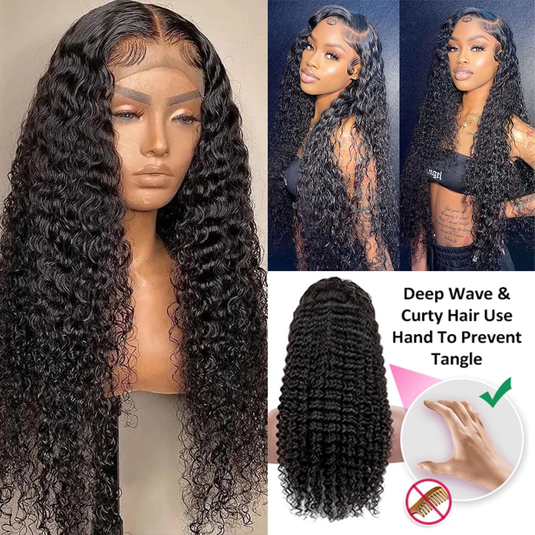 ULRICA 30 Inch Deep Wave Lace Front Wig - 13x4 HD Lace Human Hair Wig for Black Women | Pre-Plucked 180% Density Natural Black Hair | Perfect for Daily Wear, Special Occasions & Protective Styling