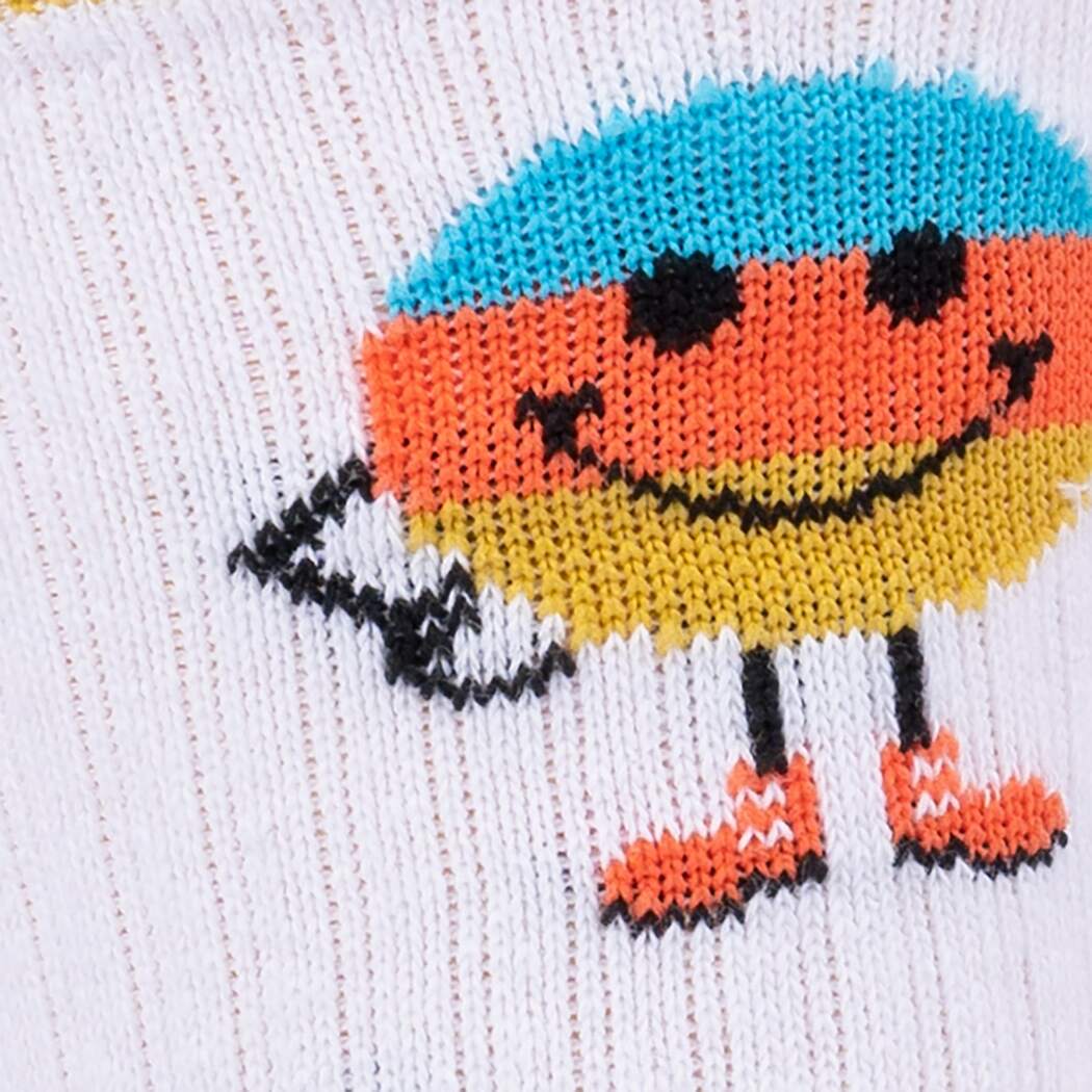 Happy Face Ribbed Crew Athletic Socks for Women & Men - Comfortable Cotton Blend M/L Size - Perfect for Running, Gym & Casual Wear