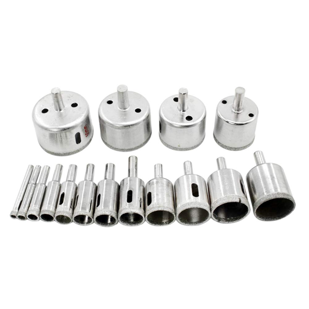 Meijunter 16-Piece Diamond Drill Bit Set - Hollow Core Hole Cutter for Glass, Tile, Porcelain, Marble & Ceramic - Perfect for DIY Home Projects, Bathroom Renovations & Crafting