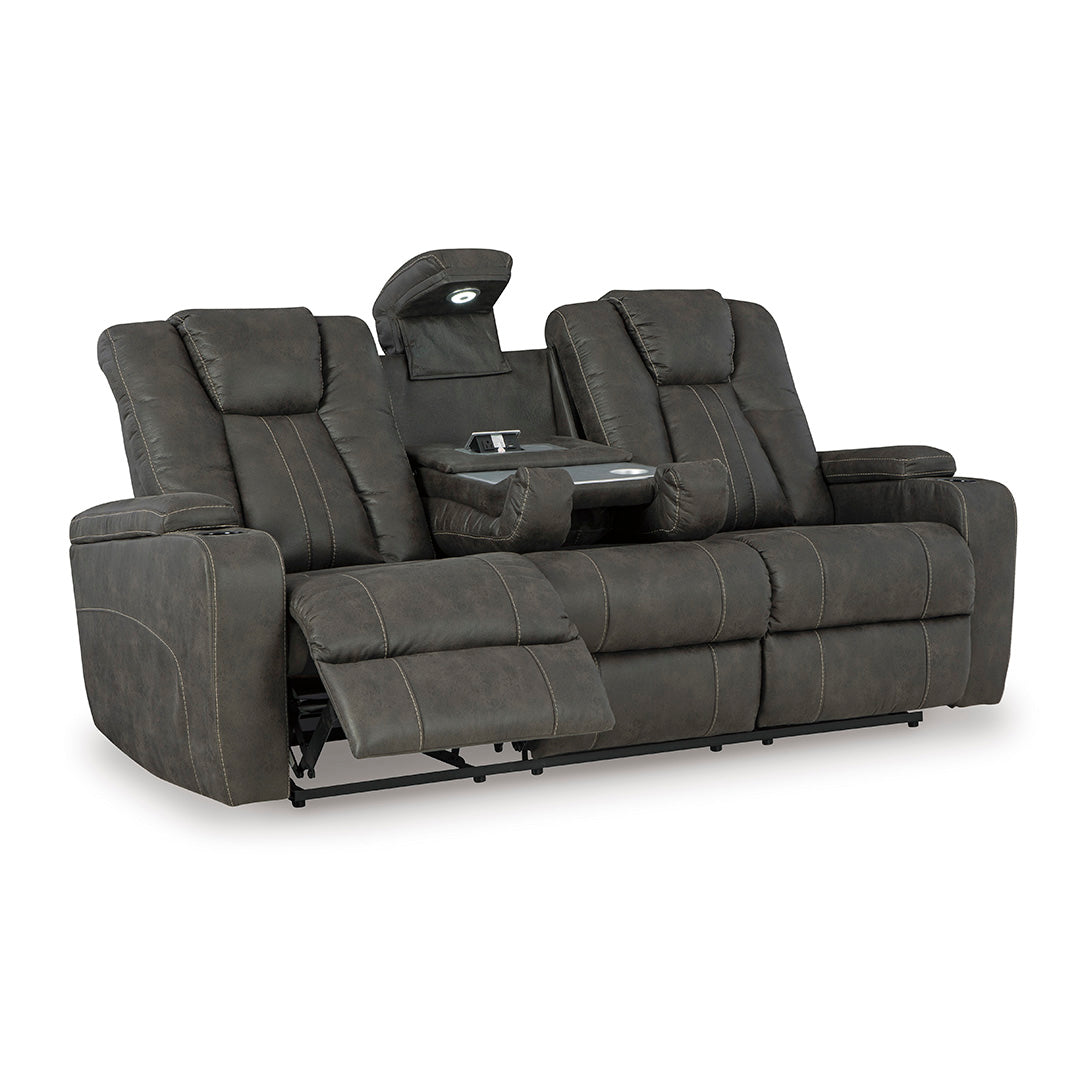 Batavia Pier Reclining Sofa - 3-Seater Leather Sectional Couch with Adjustable Headrest and Cup Holders | Perfect for Living Room, Home Theater & Family Gatherings