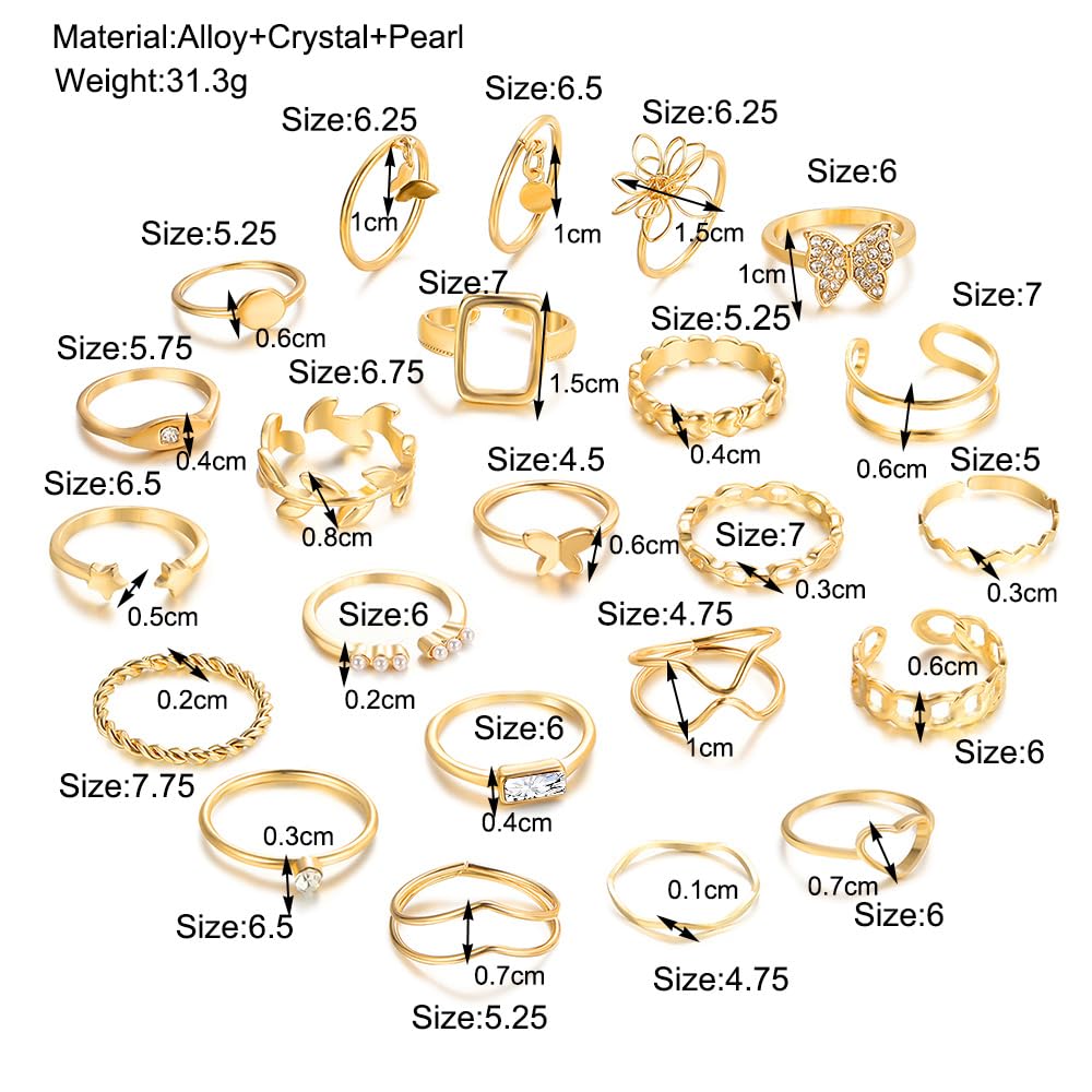 48PCS Vintage Butterfly Heart Snake Rings Set - Gold Plated Geometric Hollow Rings for Women & Girls - Latest Stylish Jewelry for Parties, Gifts & Everyday Wear