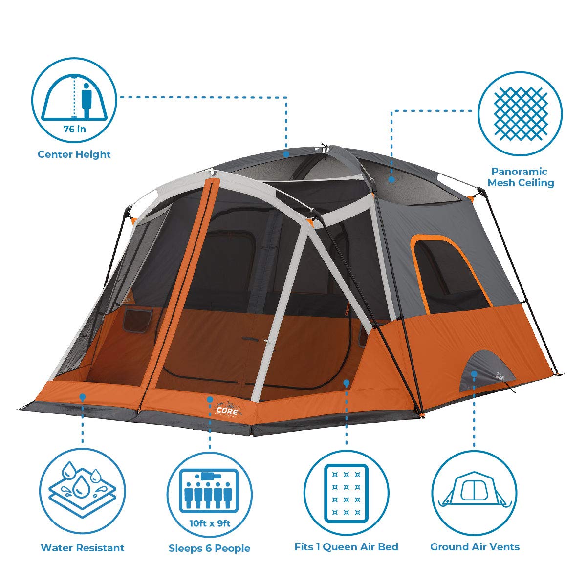 4 & 6 Person Cabin Tents for Camping - Lightweight Portable Tent with Carry Bag & Gear Loft Organizer | Perfect for Family Outdoor Adventures, Backpacking & Car Camping Trips