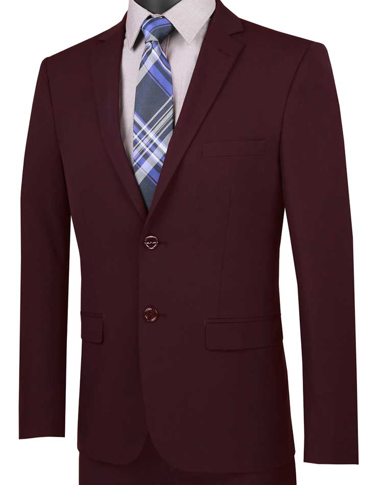 Burgundy Ultra Slim Fit Suit for Men - 2 Button Formal Blazer & Pants Set | Wedding, Business, Party & Special Occasion Outfit