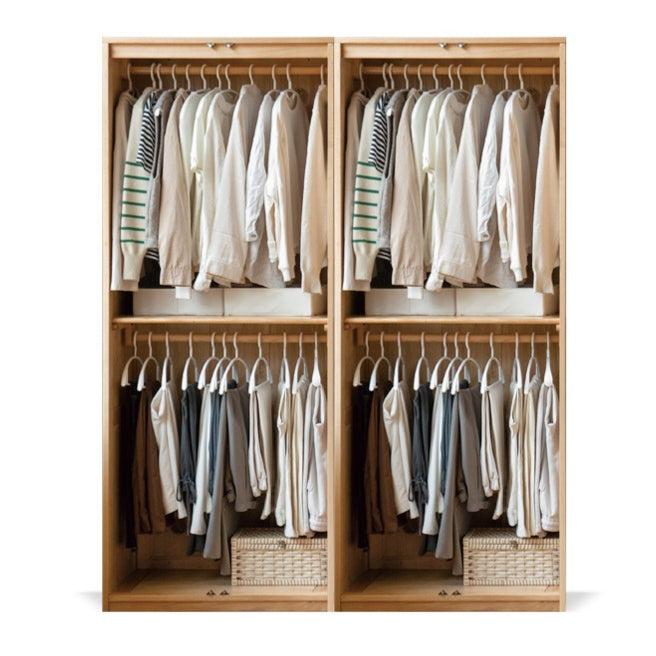 Solid Oak Wood Modern Wardrobe - Customizable Closet Organizer for Bedroom, Walk-in Closet & Home Storage
