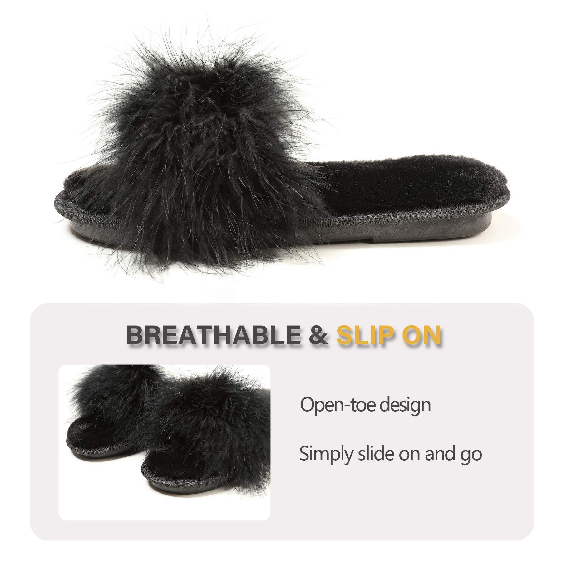 Fur Story Women's Open Toe Fuzzy Slippers with Memory Foam - Soft Fluffy House Shoes for Women - Perfect for Indoor Comfort, Lounge Wear & Cozy Home Relaxation