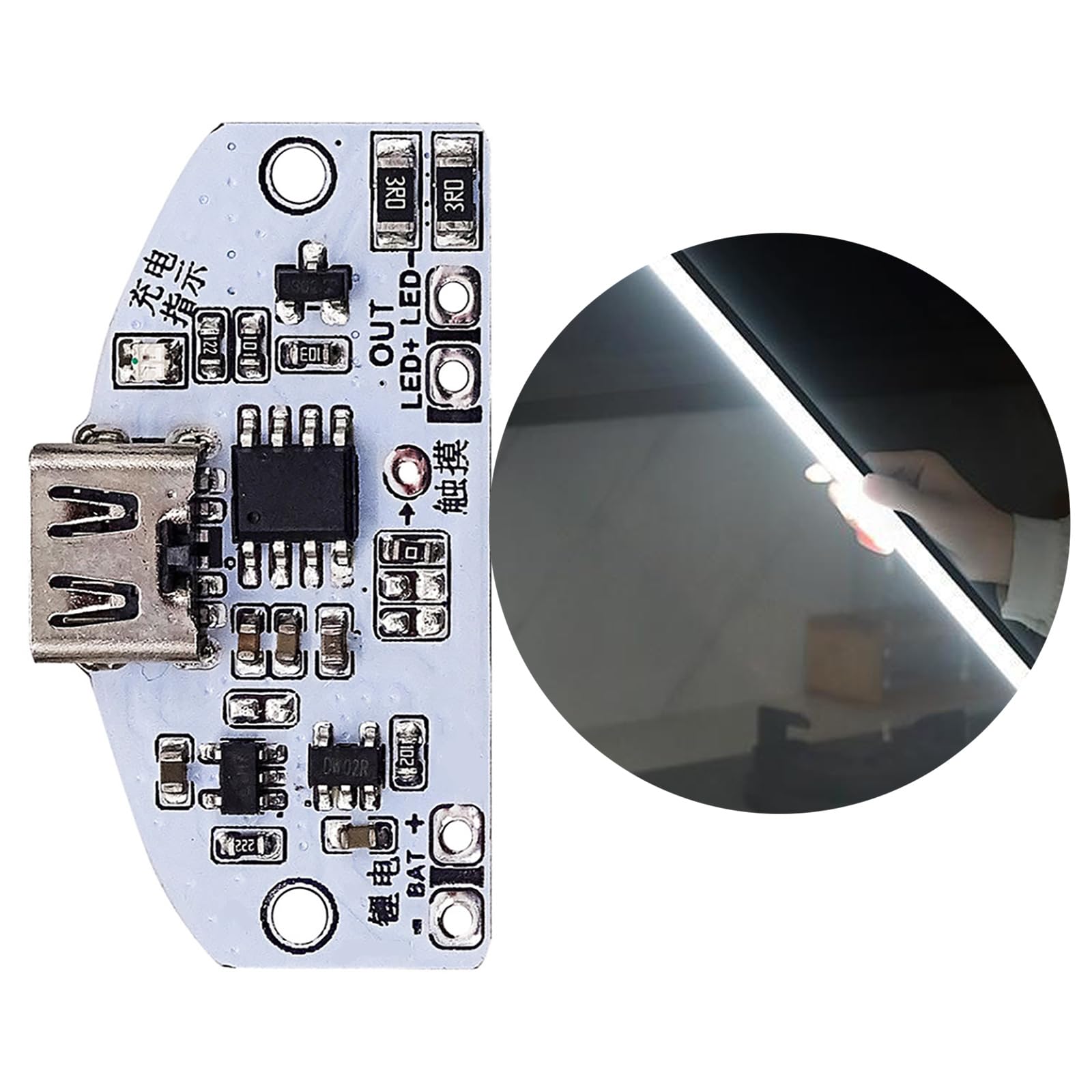 USB-C Touch Dimming Night Light - 3-Level Brightness Adjustable LED Table Lamp Circuit Board for Bedroom, Nursery, Office Desk Decor