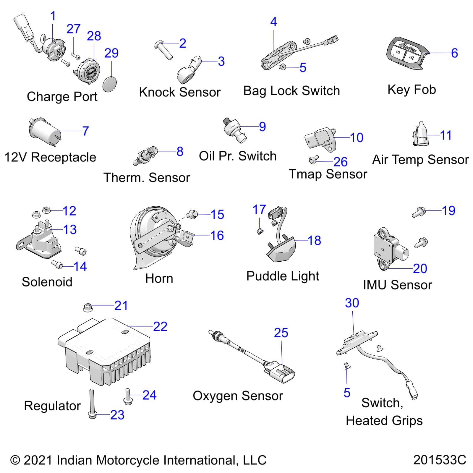 Genuine Indian Motorcycle Heated Grips Switch OEM Part 4015738 - Cold Weather Comfort for Winter Riding (Qty 1)