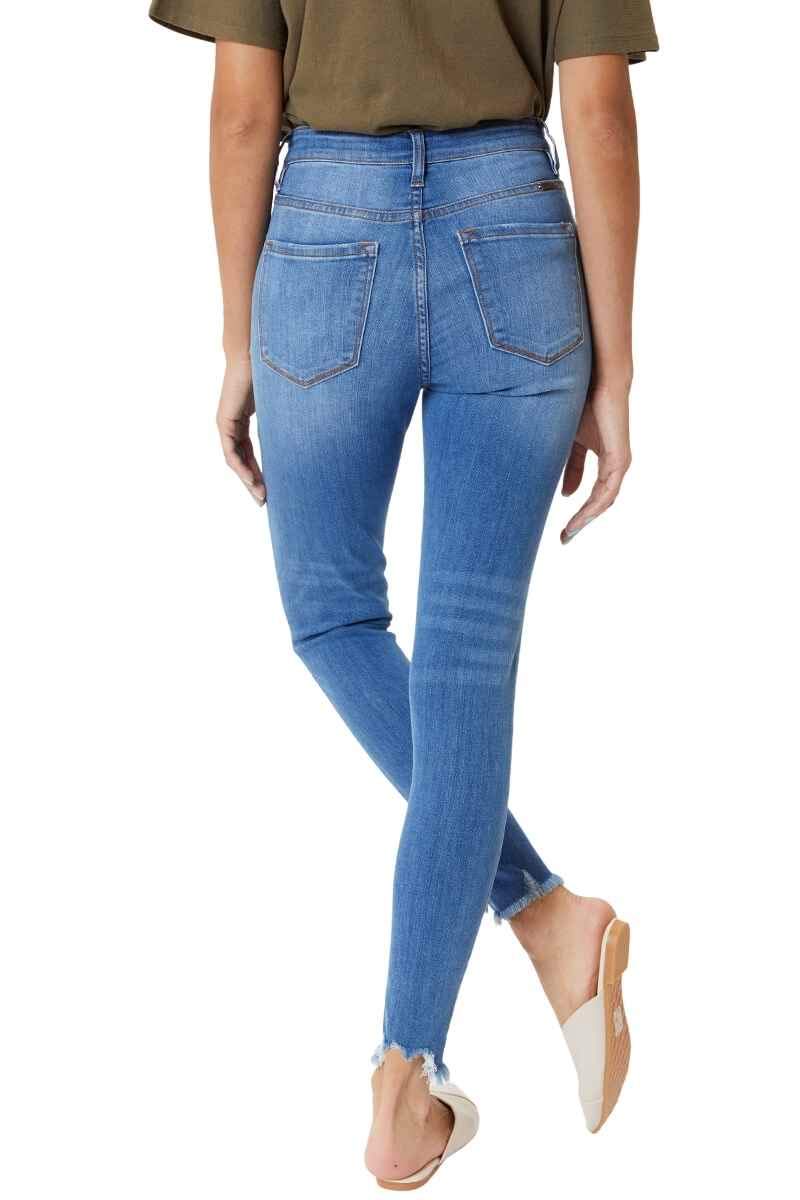 Kan Can Women's High Rise Button Fly Distressed Super Skinny Jeans - Stretch Denim Pants for Casual Wear, Night Out & Everyday Fashion