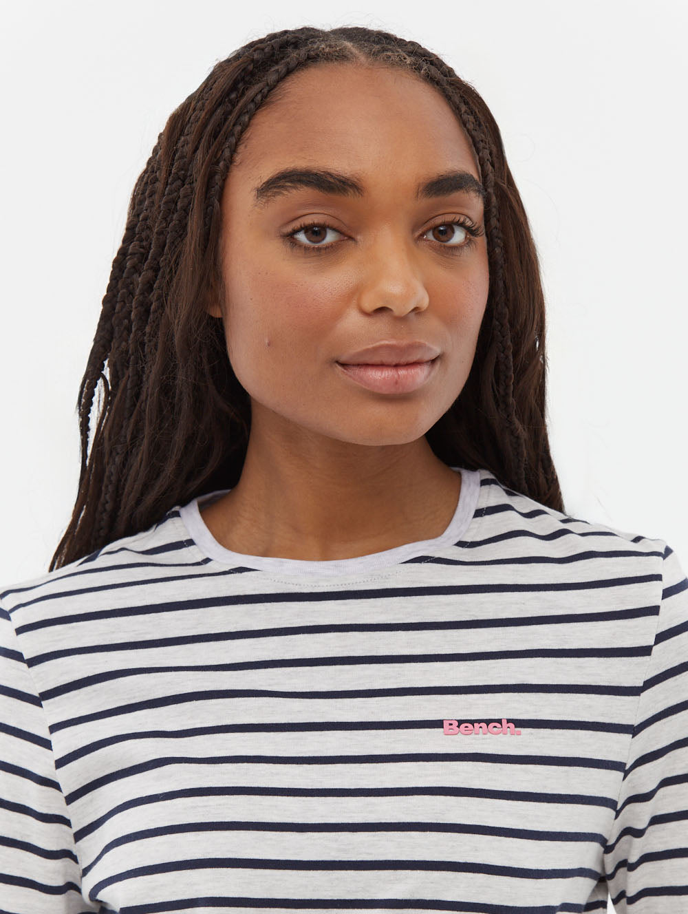 Lesedi 3/4 Sleeve Striped T-Shirt for Women - Casual Comfort Fit Cotton Top for Everyday Wear, Outings & Layering