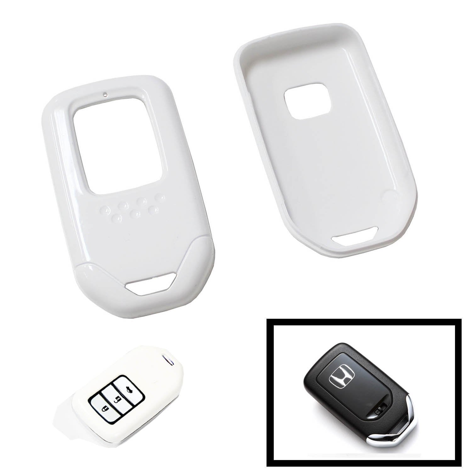 Replacement White Key Fob Shell for Honda Accord Crosstour CR-V HR-V FIT - Perfect Fit & Durable Remote Case (Ideal for Key Replacement, DIY Repair, and Car Accessory Upgrade)