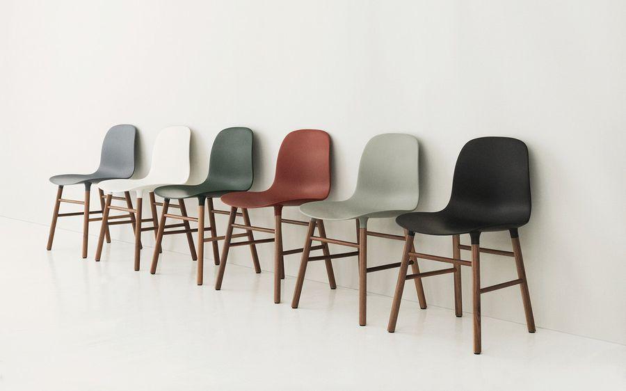 Modern Form Chair with Walnut Legs - Mid Century Inspired Dining Chair for Home & Office - Perfect for Dining Rooms, Kitchens and Workspaces