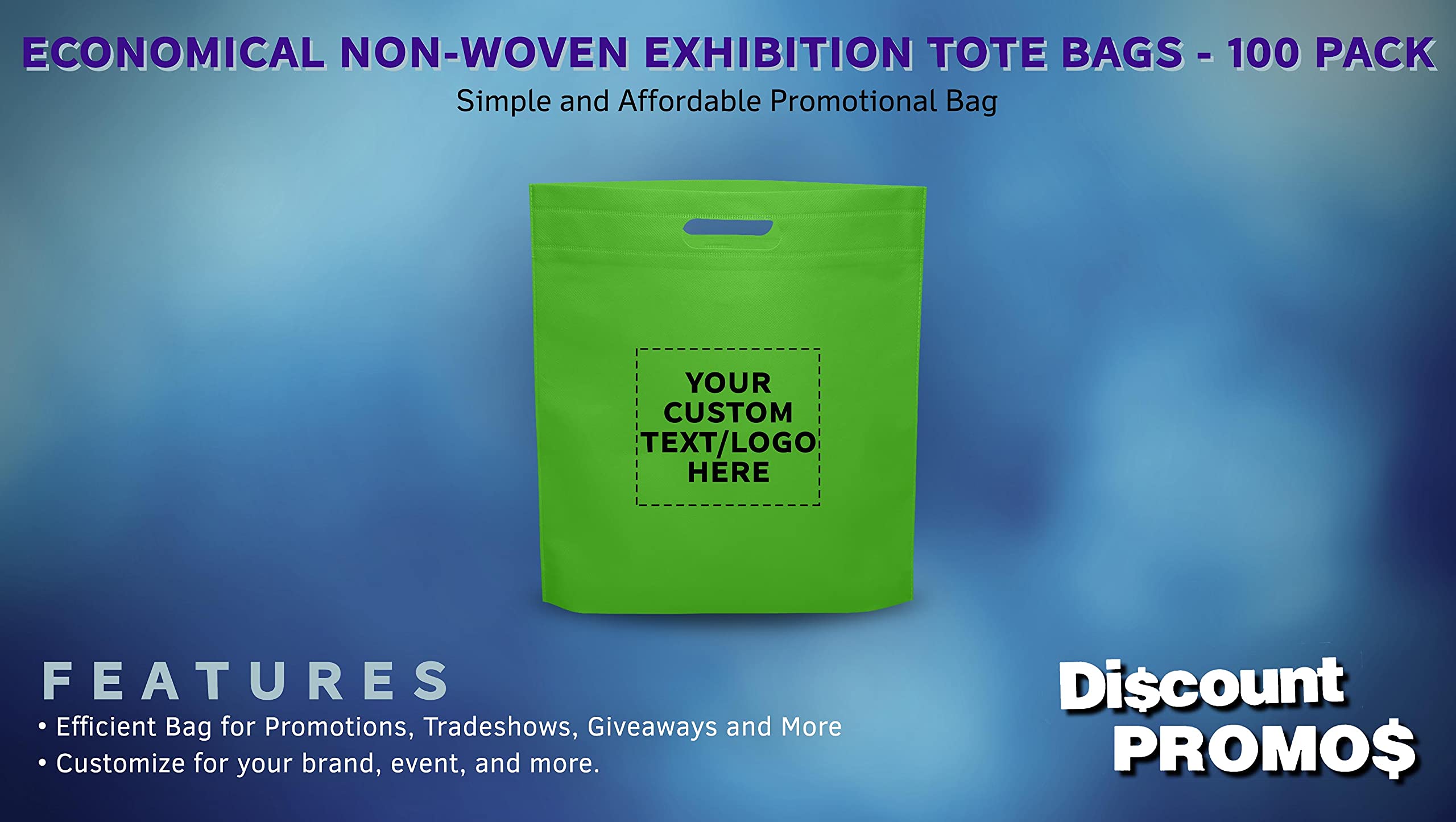 Customizable 100-Pack Lime Green Non-Woven Tote Bags - 15