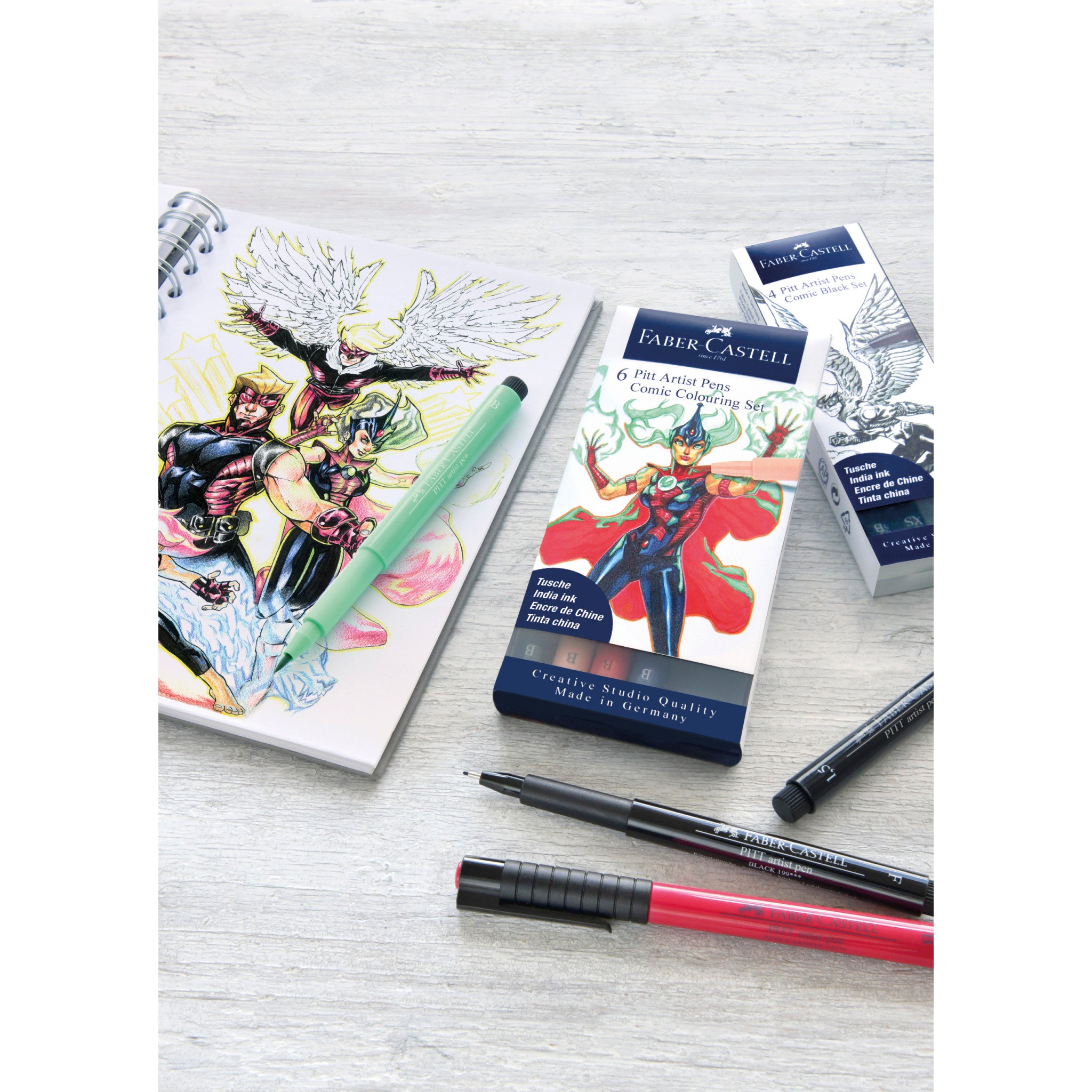 Pitt Artist Pen® Comic Shading Set - Wallet of 4 Pens (267195) | Ideal for Comic Art, Manga Drawing & Illustration