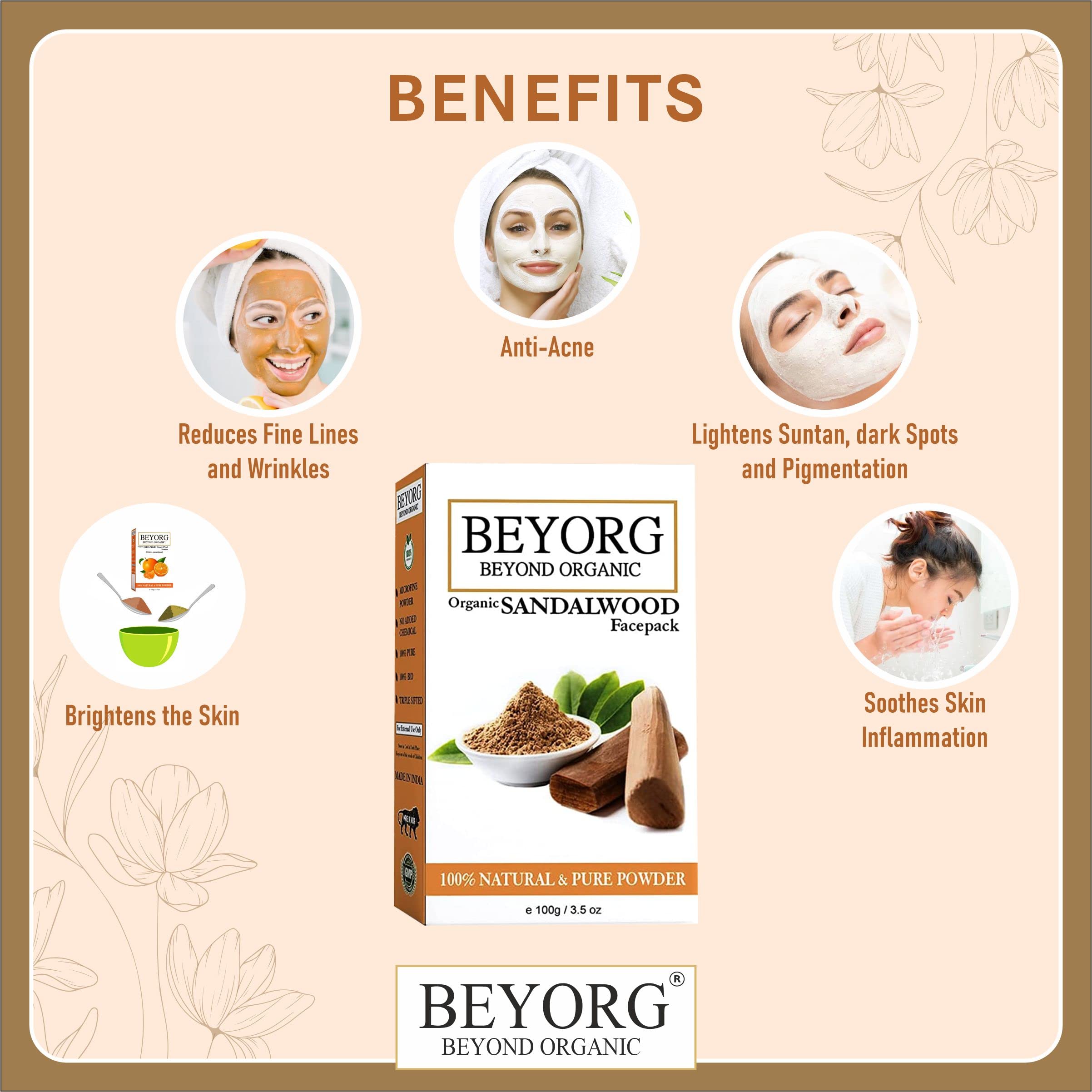 Organic Sandalwood Powder & Moroccan Rhassoul Clay Powder - Natural Face Mask for Acne, Blemishes & Clear Skin | Skin Care Treatment for Healing & Glow | Perfect for DIY Spa, Detox & Relaxation at Home