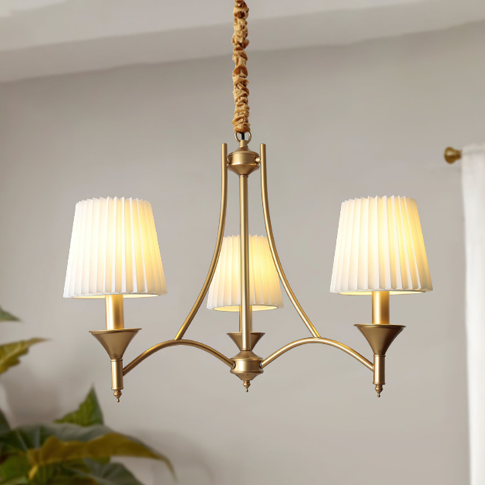 Myrna Pleated Chandelier - Elegant Crystal Ceiling Light Fixture for Dining Room, Bedroom & Living Room Decor | Dimmable Modern Lighting for Home Interior Design