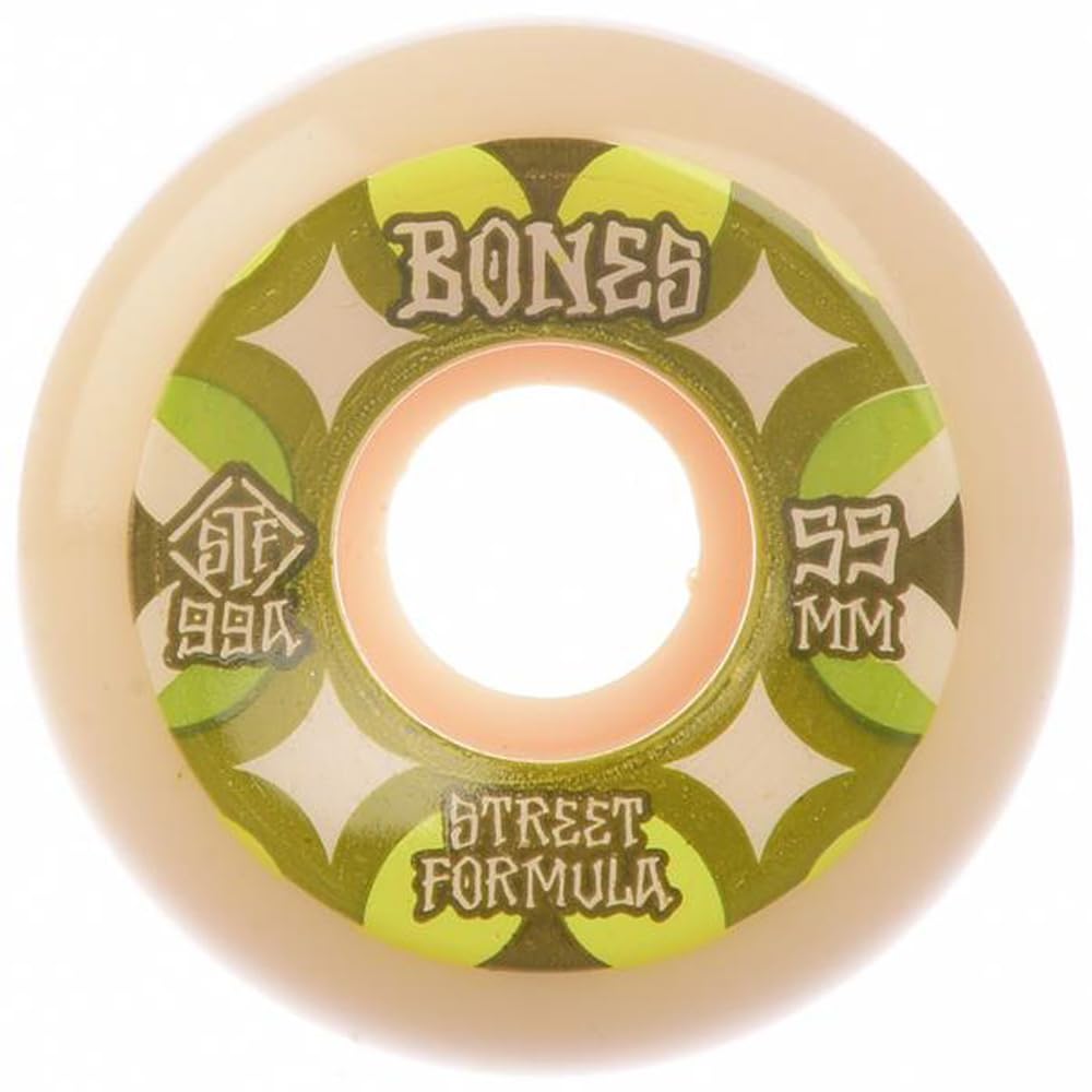 Bones Wheels ATF Rough Riders Skateboard Wheels - 56mm 101a Durable Urethane Wheels for Street & Park Skating - Perfect for Cruising, Tricks & Smooth Rides