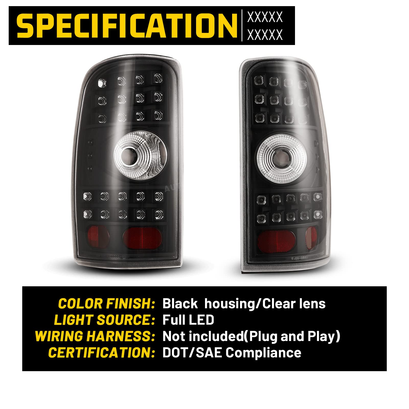 LED Tail Lights Assembly for Chevrolet Suburban & Tahoe 2000-2006 | Replacement Tail Lamps for Chevy Pickup | Black Housing Taillights Pair (Driver & Passenger Side, Clear Lens) | Enhanced Visibility & Safety for Night Driving & Off-Road Adventures