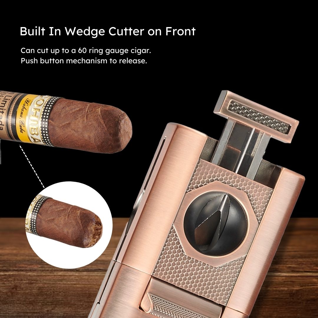 Visol Joplin Quad Torch Flame Lighter - Windproof Butane Lighter for Cigars, Candles & Outdoor Use (Bronze Finish) - Perfect for Camping, BBQ & Survival Kits
