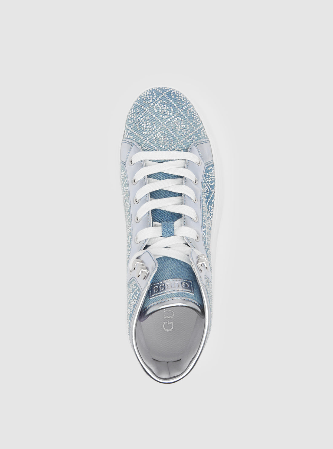 Blue Silver High Top Sneakers for Women - Stylish & Comfortable Queenly Fashion Shoes for Casual Wear, Running & Workout
