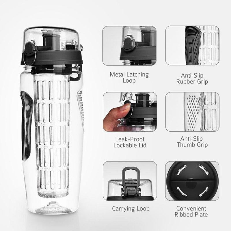 32 oz (1L) BPA-Free Tritan Water Bottle with Pop Top Infuser - Leakproof, Durable & Eco-Friendly - Perfect for Gym, Hiking, Yoga & Everyday Hydration