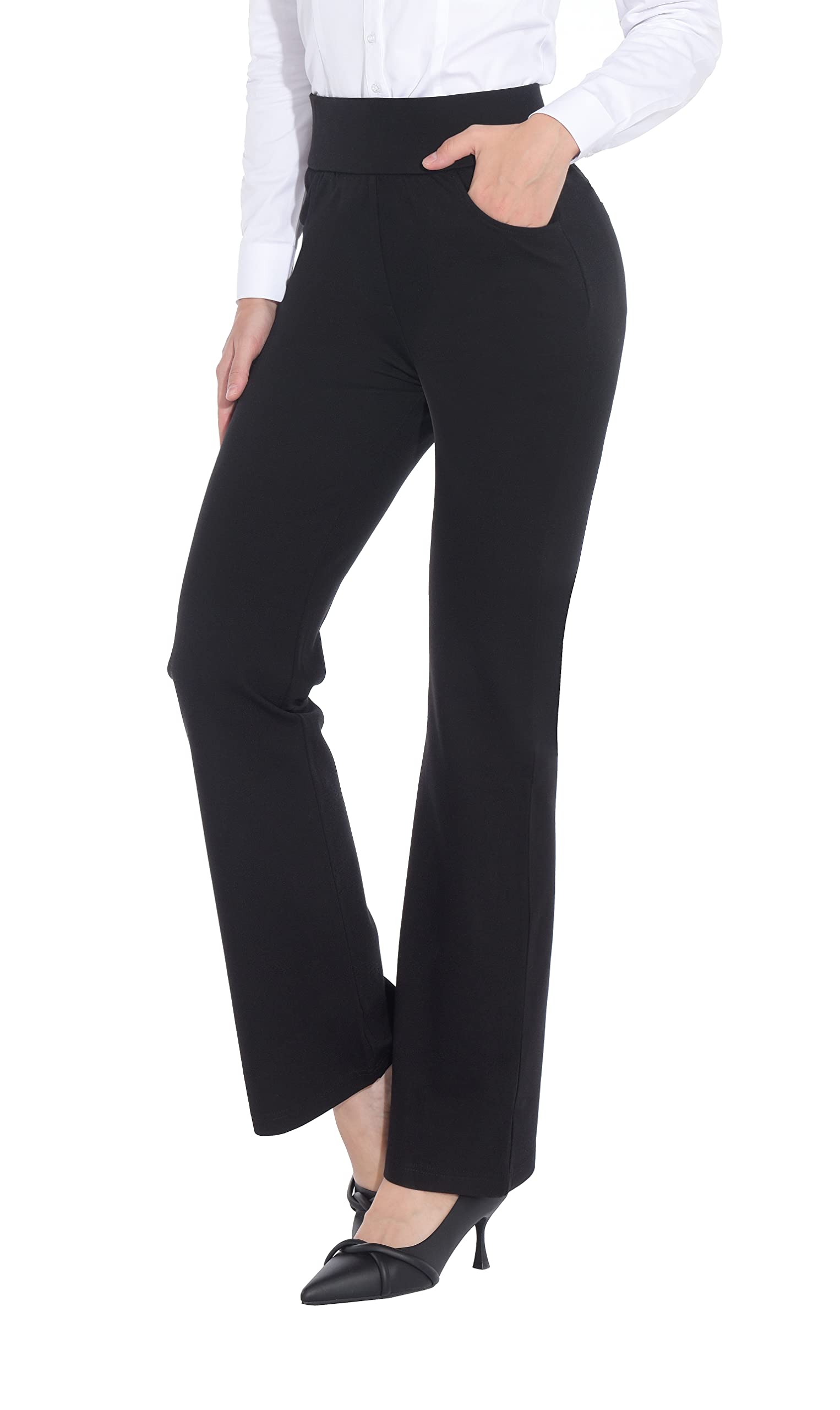 ZTN Women's High Waist Pull-On Dress Pants - Tummy Control Work Pants for Business Casual Office Wear - Stretch Comfort with 4 Pockets - Perfect for Office, Meetings & Professional Events