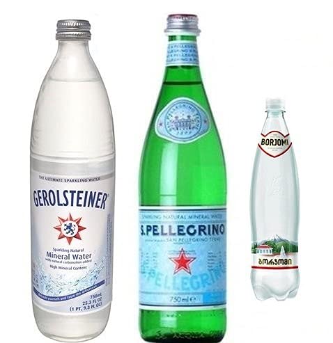 10-Pack Assorted Gerolsteiner & San Pellegrino Sparkling Mineral Water - 750ml Glass Bottles - Perfect for Parties, Gifts & Fine Dining Experiences