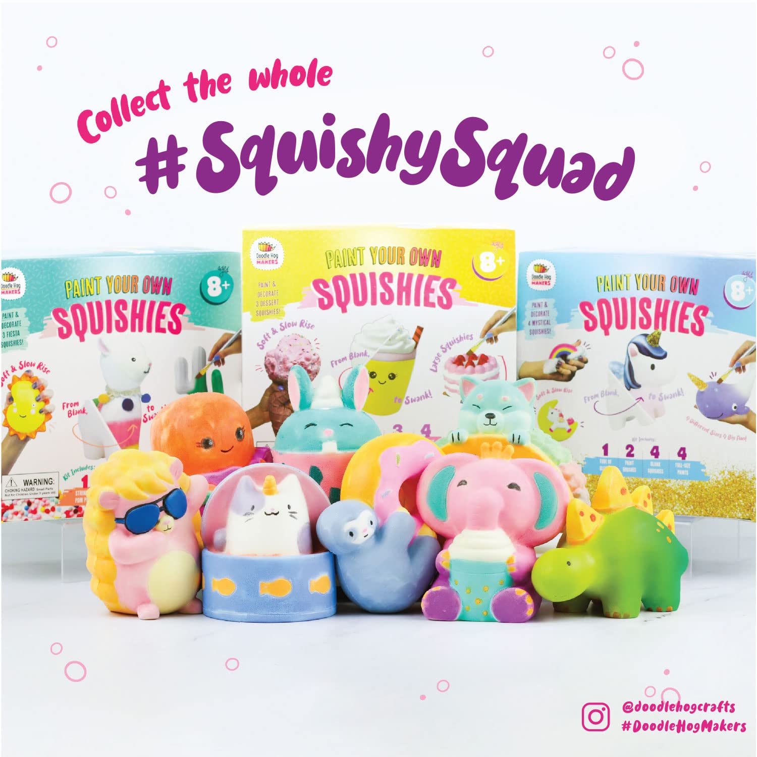 DOODLE HOG Sloth Squishy Painting Kit - Slow Rise Squishy Animals Toys for Kids Ages 8-12, Creative Arts & Crafts DIY Gift for Girls & Boys - Perfect for Easter Basket Stuffers, Birthday Presents & Stress Relief Fun