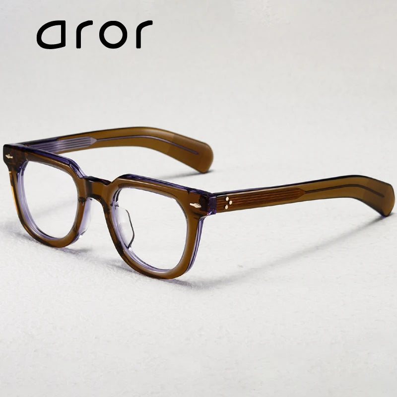 Aror Unisex Full Rim Square Thick Acetate Eyeglasses 14747 - Stylish & Durable Glasses for Men & Women - Perfect for Reading, Work, and Fashion Accessories