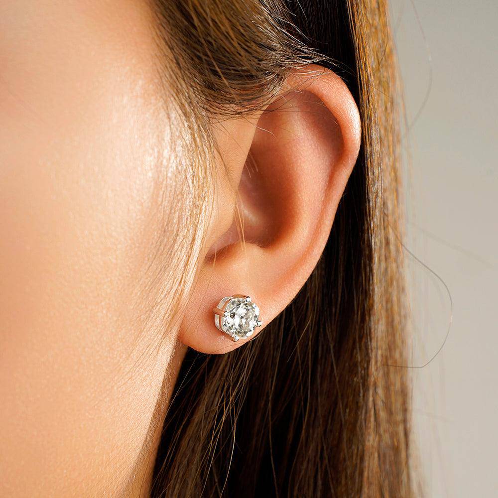4 CTW Cushion Cut Moissanite Stud Earrings - 4 Prong Solitaire Setting, Hypoallergenic & Sparkling - Perfect for Weddings, Parties & Everyday Elegance