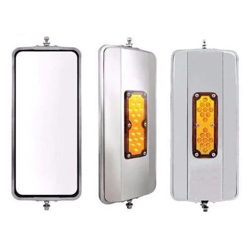 Fortpro 6.5x16 Inch Stainless Steel Heated Mirror with LED Light for Trucks & RVs | Clear Visibility in Rain & Fog | F245675