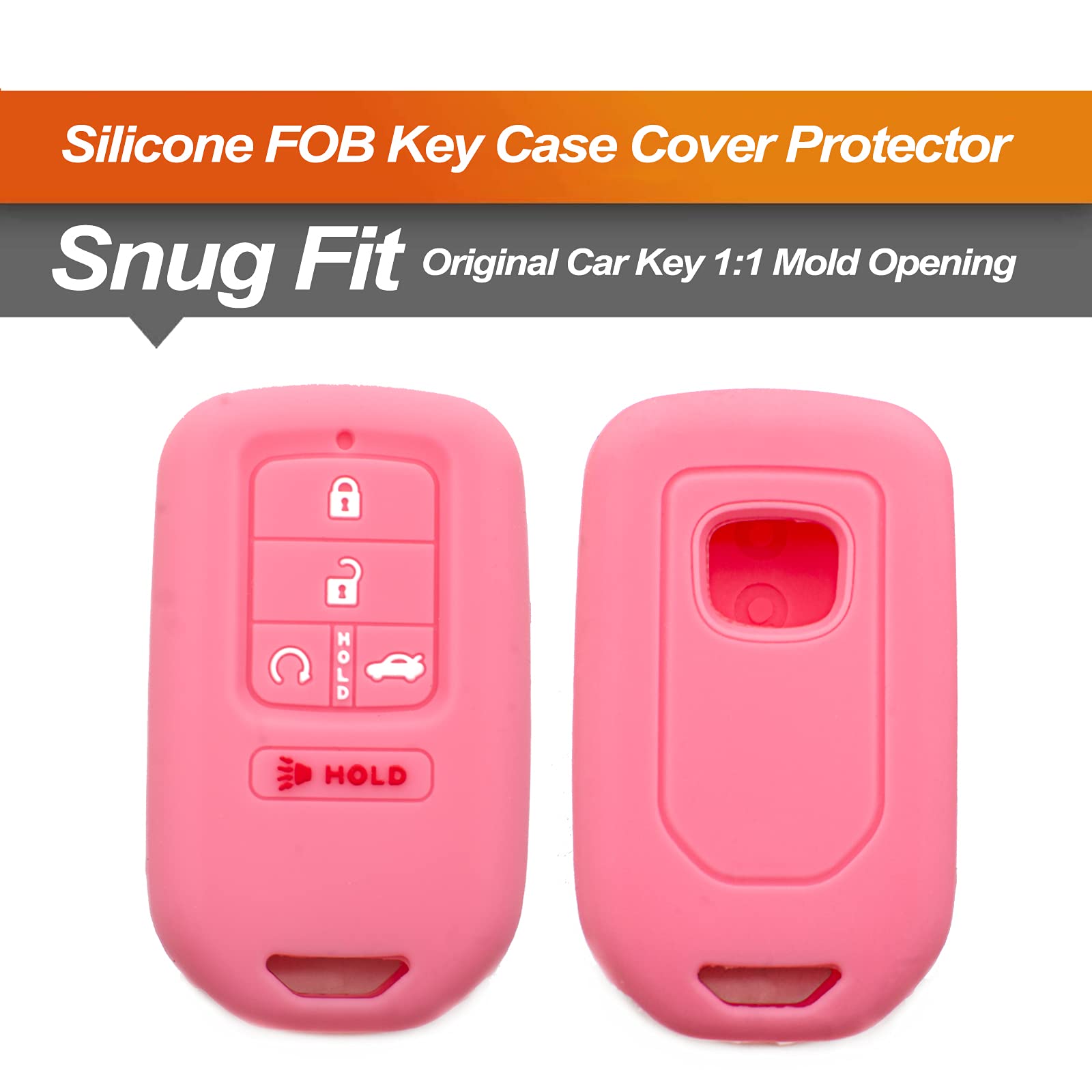Premium Silicone Key Fob Cover for Honda Civic/Accord/Pilot/CR-V/Insight/Passport - 5 Button Smart Key Protector Case (Black & Pink) | Durable Car Accessories | Perfect for Daily Use, Commuting & Travel Protection