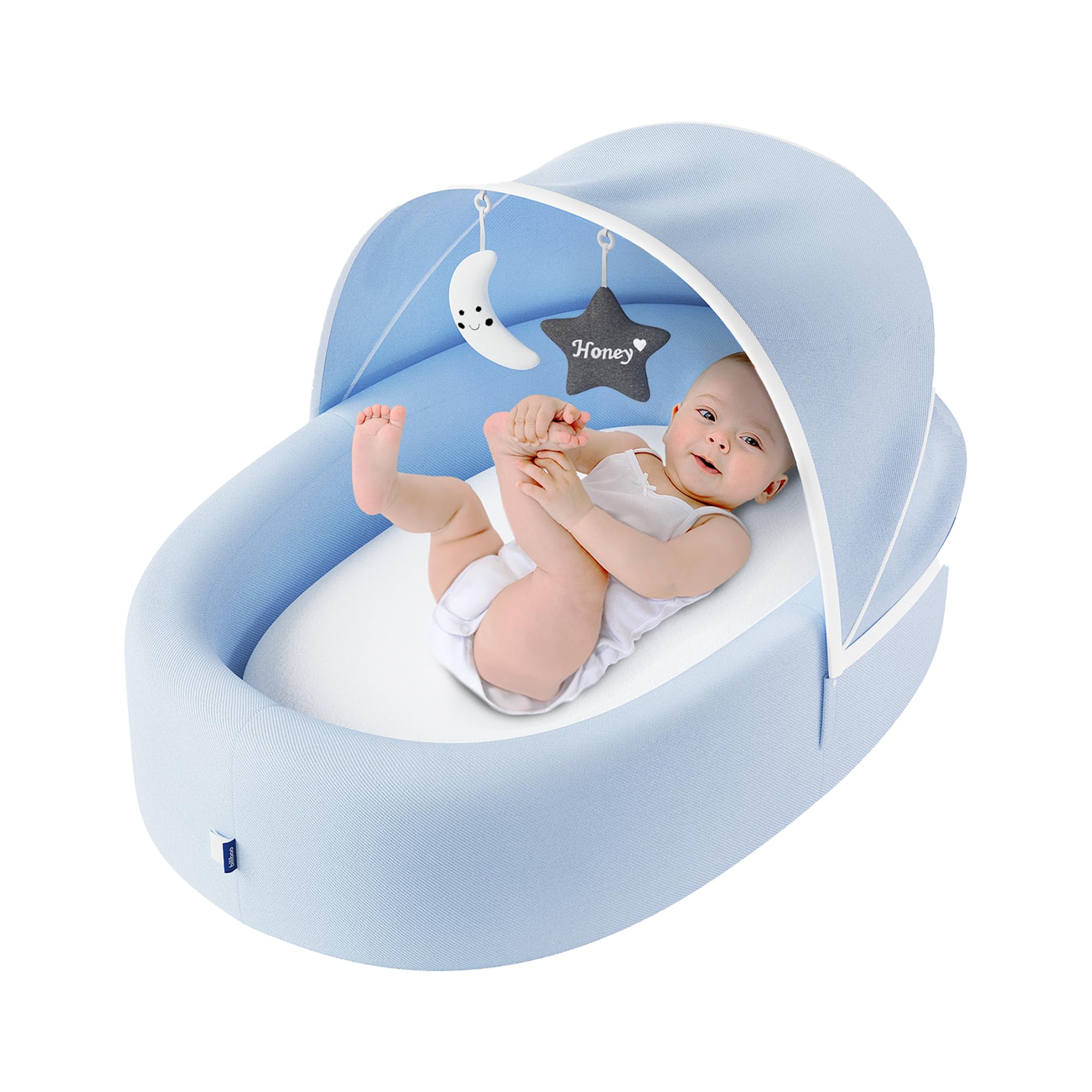 Premium Baby Lounger & Bassinet for Newborns, Infants & Toddlers - Soft & Safe Baby Nest Lounger - Perfect for Baby Showers & Registry - Blue - Ideal for Napping, Playtime & Travel
