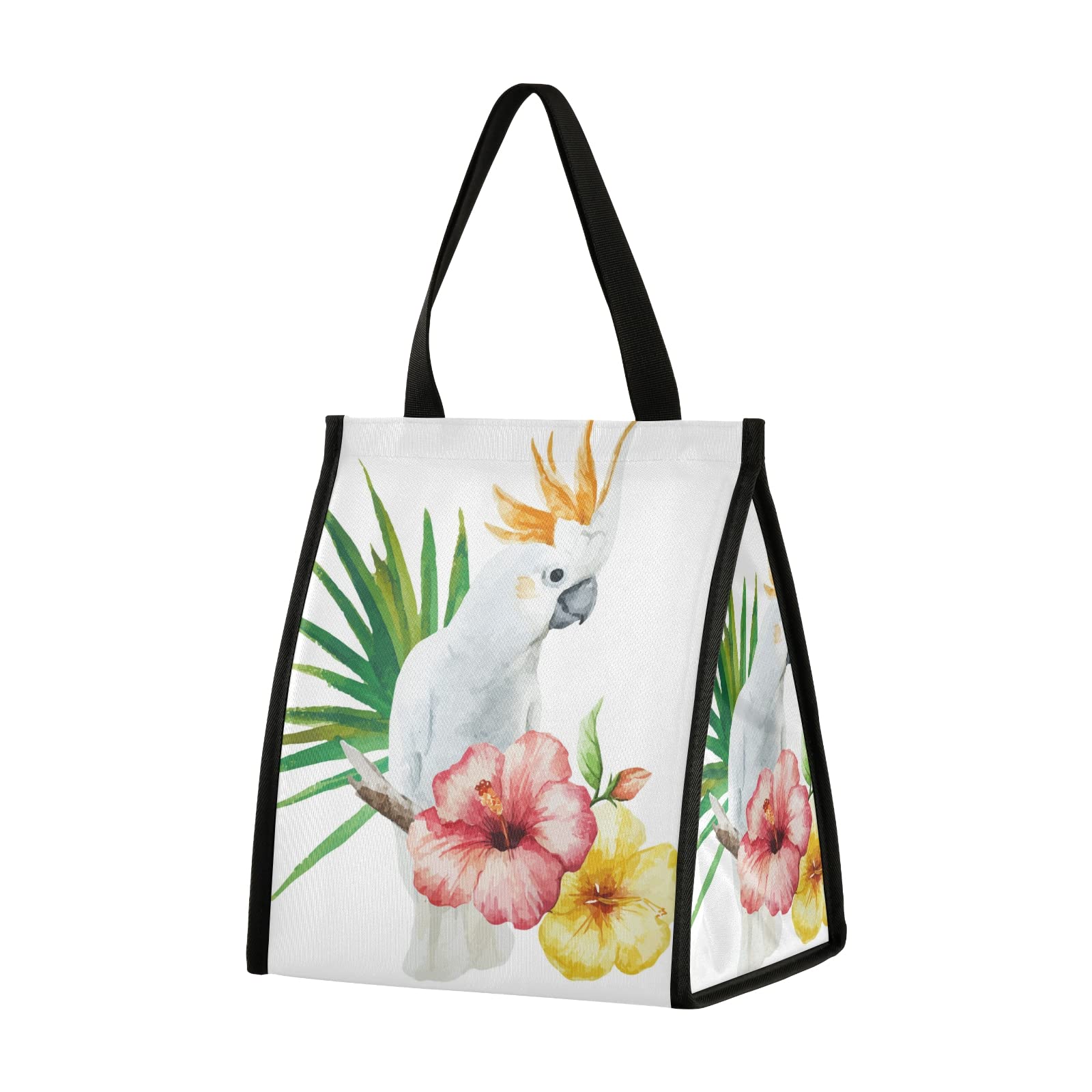 Parrot Hibiscus Tropical Insulated Lunch Bag - Waterproof Reusable Cooler Tote for Women & Girls - Perfect for Work, School, Office & Picnics