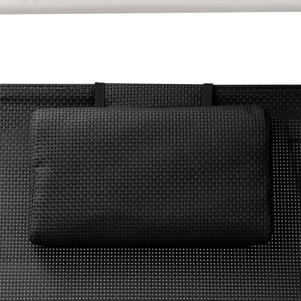 **Double Sun Lounger with Canopy - Textilene Patio Chaise Lounge, Outdoor Tanning Chair, Reclining Sunbed for Poolside, Deck & Backyard - Perfect for Relaxing, Sunbathing & Lounging**
