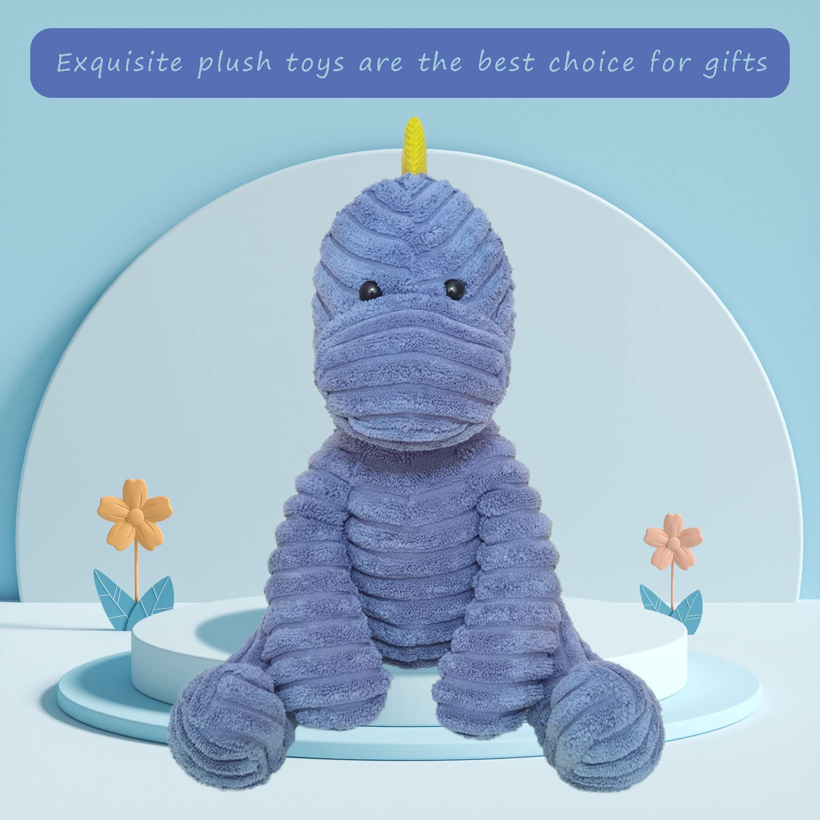 **Soft Navy Blue Plush Dinosaur Stuffed Animal Toy - 8.5 Inch Cuddly Hugger for Kids, Boys & Girls - Perfect Gift for Birthdays, Valentine's Day & Nursery Decor**
