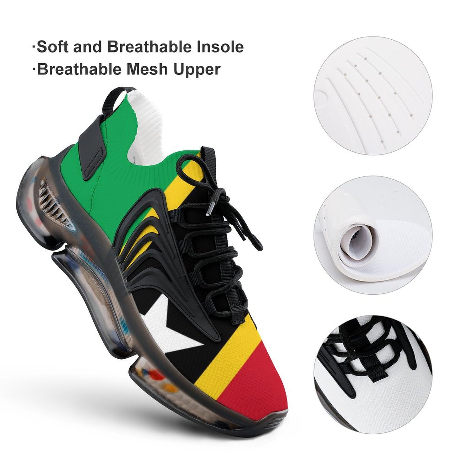 Saint Kitts and Nevis Flag Men's Running Shoes - Lightweight Athletic Sneakers for Gym, Hiking & Outdoor Sports | Patriotic Workout & Training Shoes