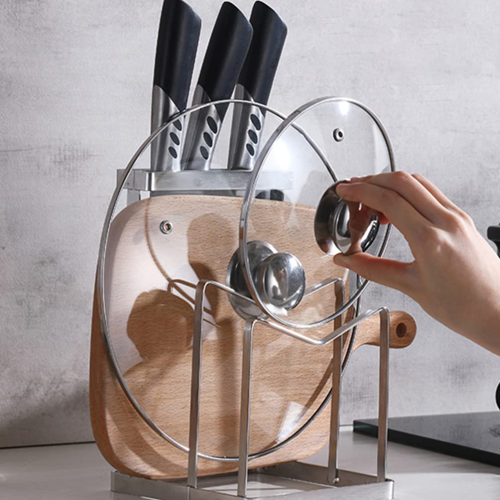 UPKOCH Stainless Steel Kitchen Utensil Holder - Organizer for Cutting Boards, Pots, Pans & Lids - Space Saving Cutlery Storage Rack for Kitchen Countertop - Perfect for Home, Dining & Restaurant Use