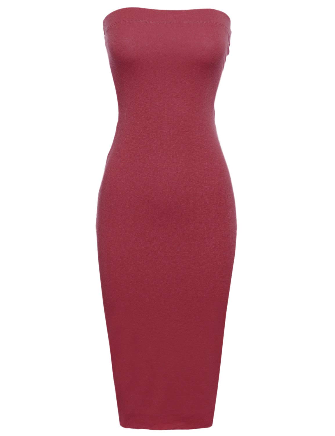 Emma Women's Sexy Comfortable Tube Top Bodycon Midi Dress - Perfect for Date Night, Cocktail Parties & Summer Vacations
