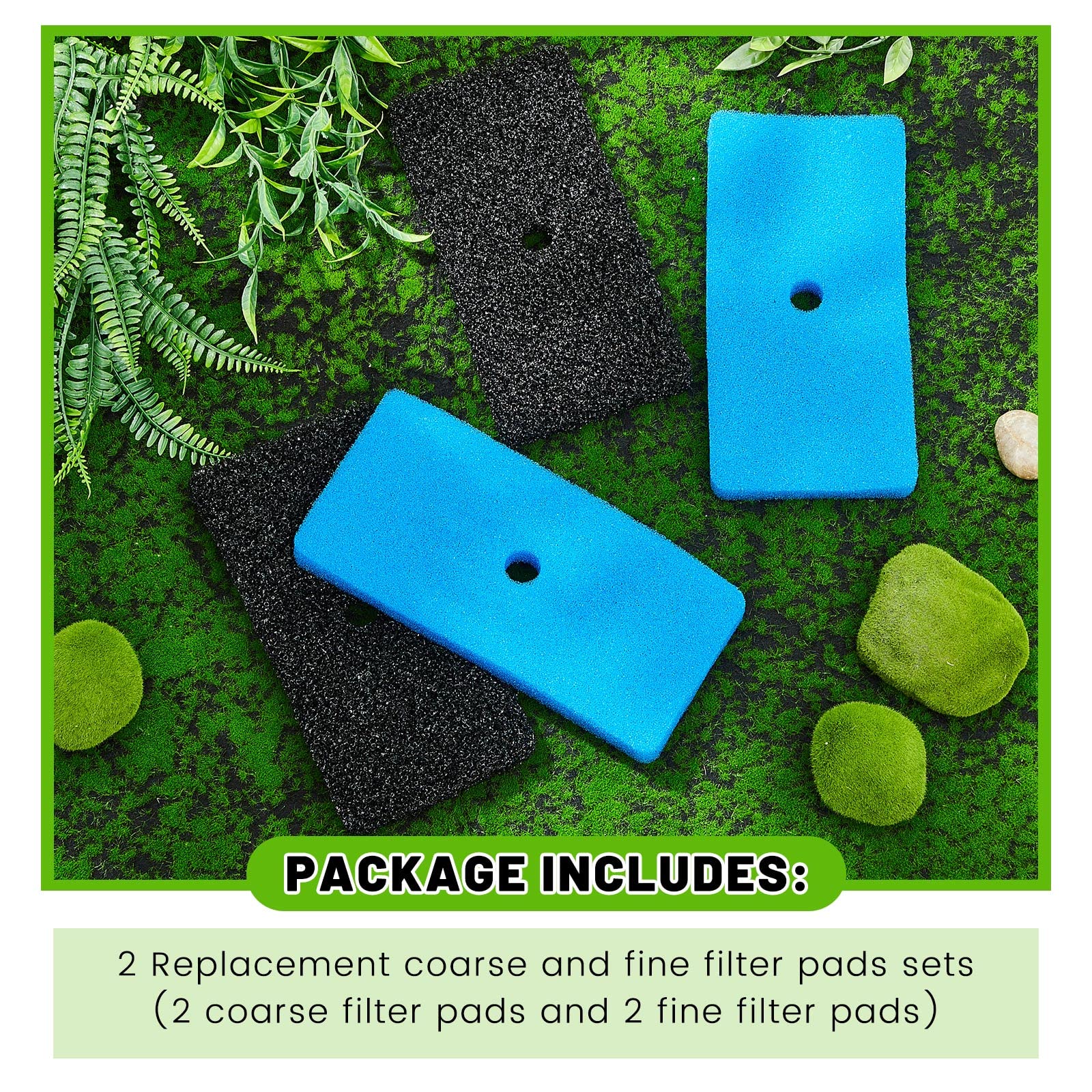 Retisee 2-Pack Pond Filter Pads Set - Coarse & Fine Replacement Filter Media Compatible with 52231 & 52229 Filter Box - Ideal for Outdoor Water Gardens, Aquariums & Fountain Filtration Systems