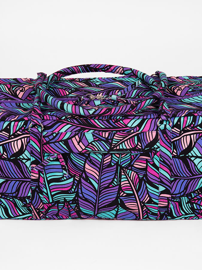 GOTS Certified Organic Cotton Yoga Equipment Kit Bag with Floral Design - Perfect for Yoga Studios, Home Practice & Travel