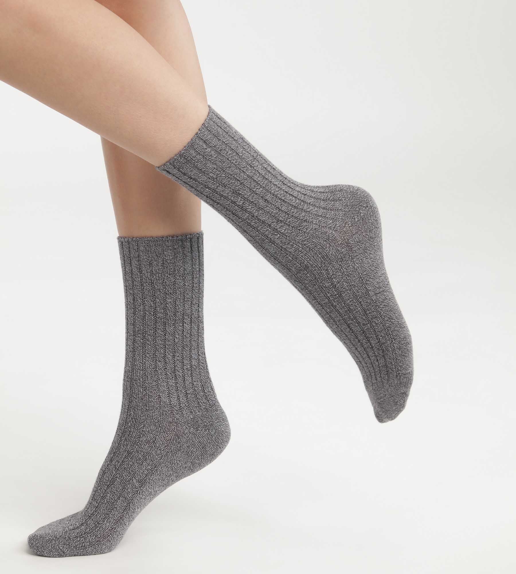 Women's Ribbed Solid Grey Chiné Bamboo Socks - Soft & Breathable for Everyday Comfort, Workouts & Relaxation