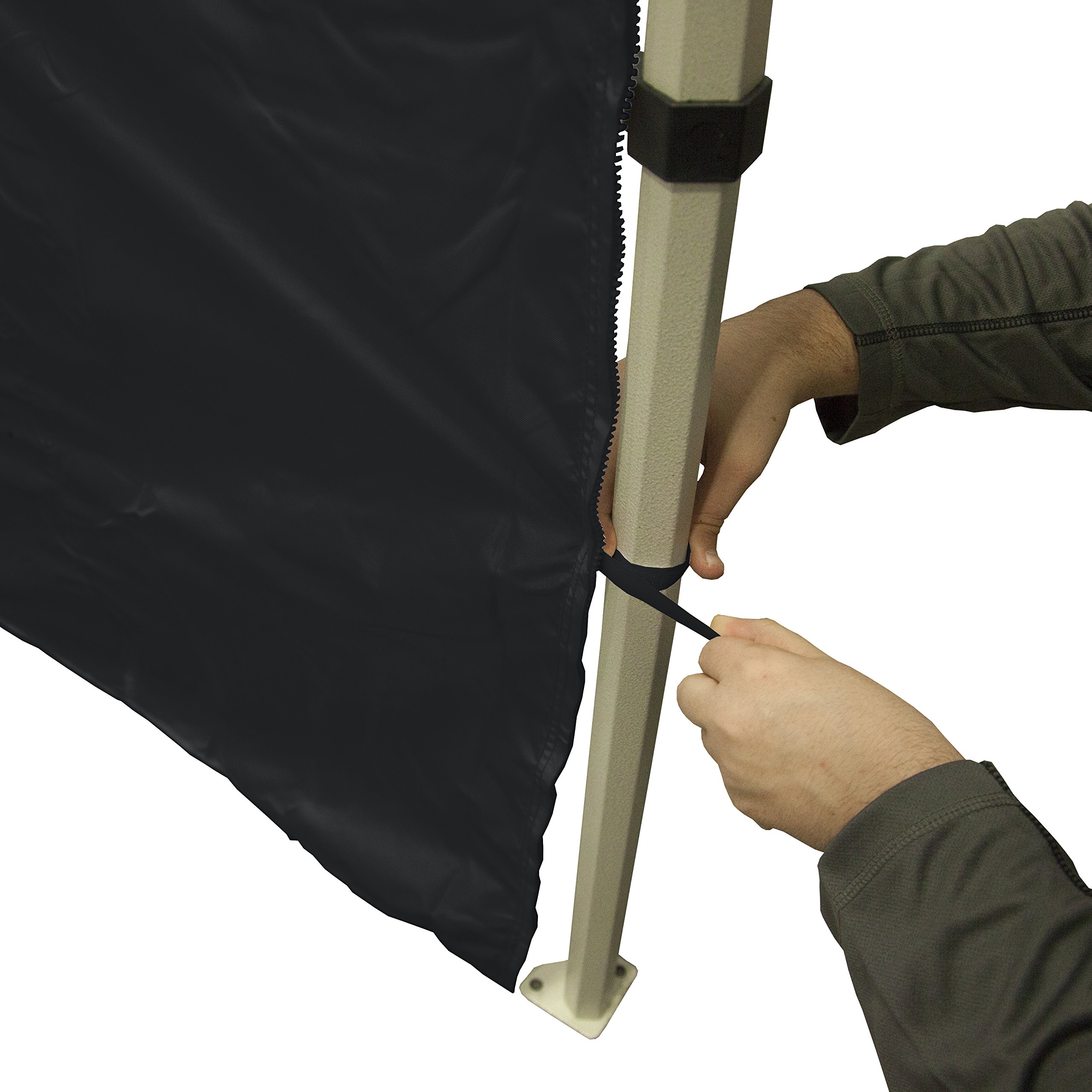 10x10 Black Canopy Tent Side Walls - 2 Pack with Velcro Loops & Zippered Ends | Replacement Side Panels for Pop Up Tents | Perfect for Outdoor Events, Camping, and Market Stalls
