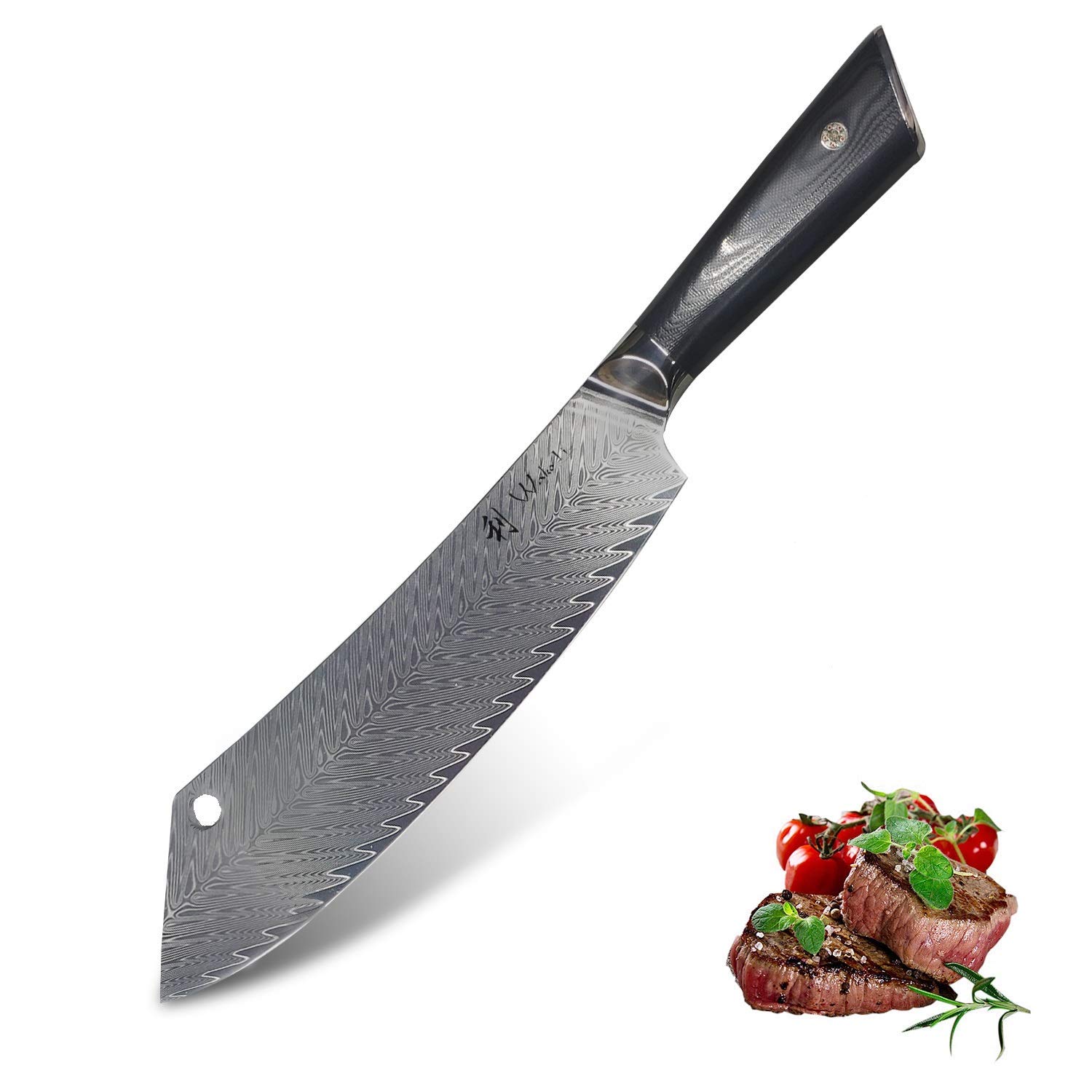**Wakoli Damascus Chef Knife 9.3-inch - Ultra Sharp 67-Layer Genuine Damascus Steel Kitchen Knife with G10 Handle, Feza Series - Perfect for Slicing, Dicing & Professional Cooking**