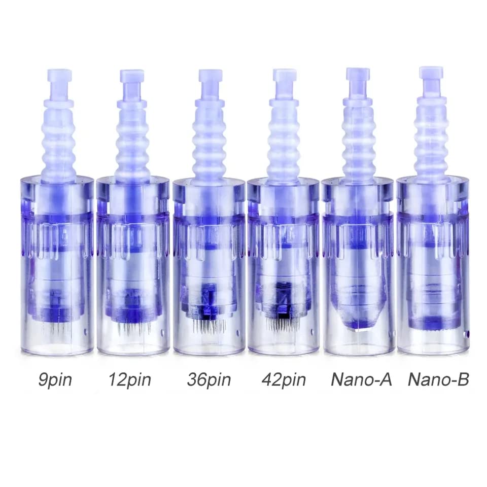 Dr.pen Ultima A6 Round Nano Cartridges 0.1mm Needle Disposable Replacement Parts (5 Pack) - Professional Derma Pen Refills for Micro-needling, Skin Rejuvenation & Hair Growth Therapy