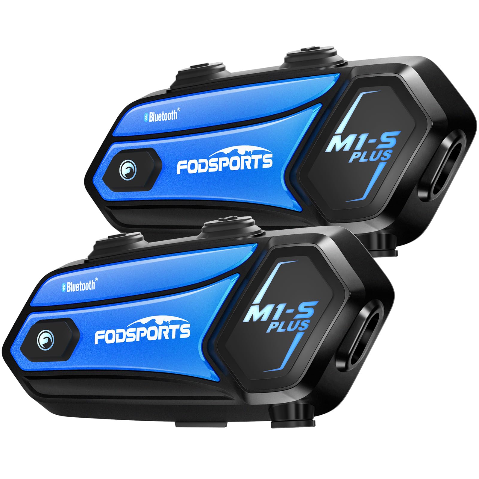 Fodsports M1-S Plus Motorcycle Bluetooth Headset - Dual Pack with HRSQS Speakers, One-Touch Pairing, FM Radio & 10-Rider Intercom | Crystal Clear Audio for Group Rides, Music Sharing & Hands-Free Calls | Perfect for Motorcycle Helmets, Touring & Adventure Riding