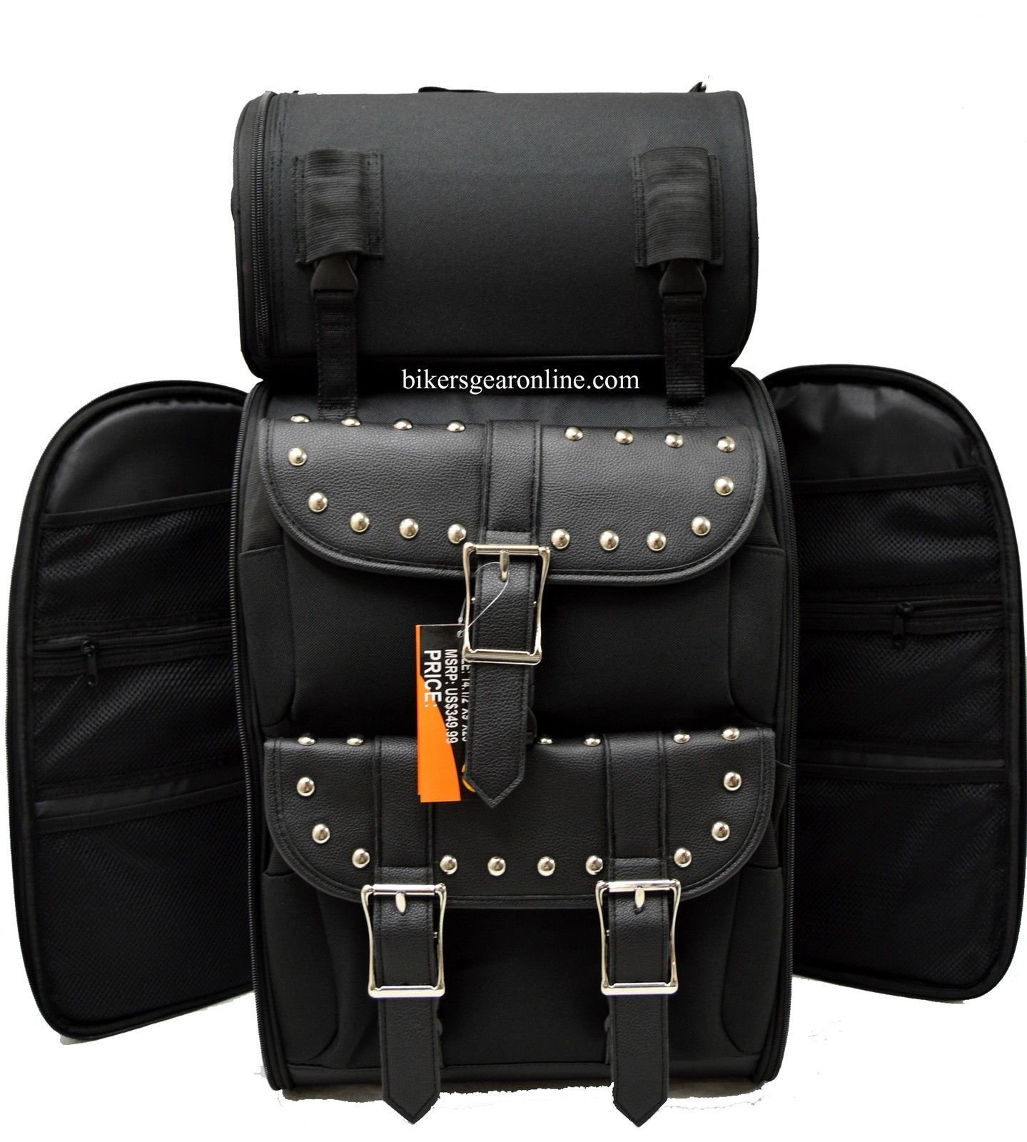 Motorcycle Sissy Bar Bag - Large Travel Luggage for Motorbike - Durable Black Storage for Road Trips & Commuting
